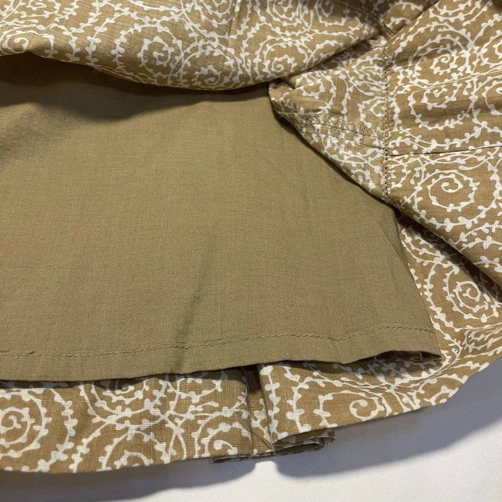 Liz Claiborne Pleated Midi Skirt 14 Back Zip Brown, White Peasant Vacation Lined